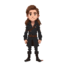 man, long brown hair, medieval black leather jacket