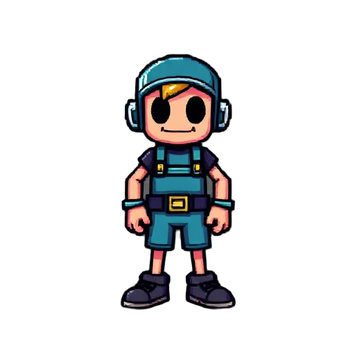 create a complete pixel-art sprite sheetfor a 2d platformer main character in a retro style (16-color palette, clean outlines). 