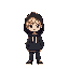 pixel is a white boy with a black hoodie and blonde hair