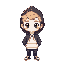 pixel is a white boy with a black hoodie and blonde hair