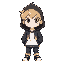 pixel is a white boy with a black hoodie and blonde hair