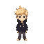 pixel is a white boy with a black hoodie and blonde hair