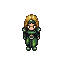 a woman with blonde hair, a hairband wrapped around her head, armor, a dark green robe, and a sword that's slightly transparent and full of energy. anime style.