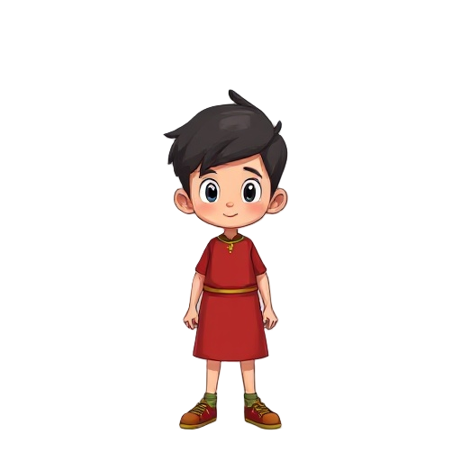 a boy in red dress