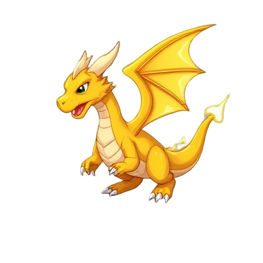 the first evolution stage of a lightning type yellow dragon creature