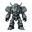 a mech styled after world war 2 battleship grey color with cannons on the arms 