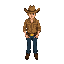 cowboy in shirt, hat and jeans, stardew valley like