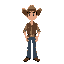 cowboy in shirt, hat and jeans