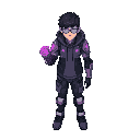 cyberpunk mechcanic arm spy teen with purple aura time control power
