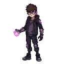 cyberpunk mechcanic arm spy teen with purple aura time control power