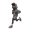 teenager, nerdy, athletic, dark skin, running,hoodie, side view, hood up gym shorts, socks, crocs, glasses, messy hair, slingshot