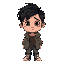make an 11 year old child with dark hair, fair skin, urban clothes and a tired and depressed look 