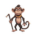 a monkey with a staf