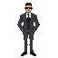 buff bodyguard in suit and sunglasses