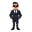 big bodyguard in suit and sunglasses