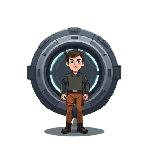 man who just exited escape pod from starship