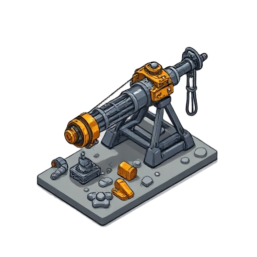 pixelated industrial iron mine drill without background 