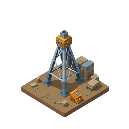 pixelated industrial iron mine drill 