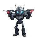 an evil robot that can fly and shoots laser from his guns and eyes