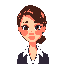 french woman, piqued interest, face portrait pixel art
