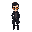 tall and composed, with sharp features and dark slicked-back hair. his amber-tinted sunglasses add a cold, calculated aura. wears a long black coat over a plain shirt, fitted black pants, and polished combat boots. his presence feels distant yet commandin