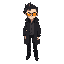 tall and composed, with sharp features and dark slicked-back hair. his amber-tinted sunglasses add a cold, calculated aura. wears a long black coat over a plain shirt, fitted black pants, and polished combat boots. his presence feels distant yet commandin