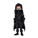 man, black hoaad, long hair, dark hair, mask