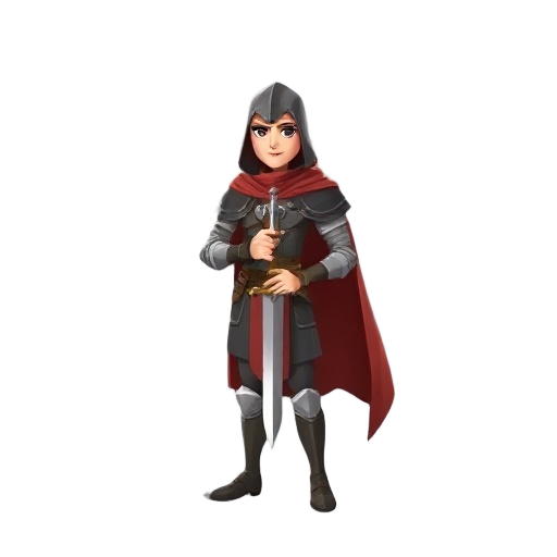 create a soldier wearing a large cape with a sword 