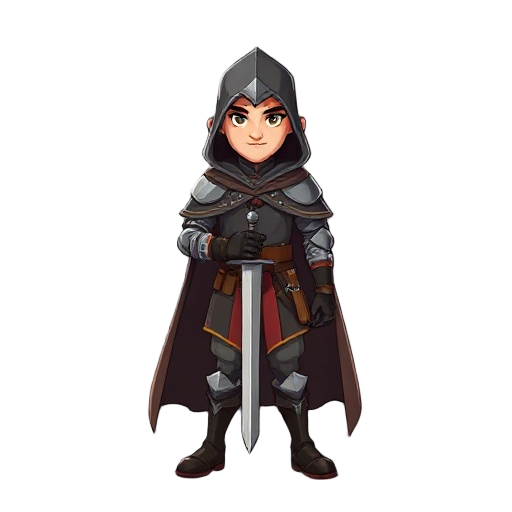 create a soldier wearing a large cape with a sword 