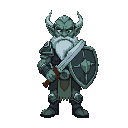 orc with sword, shield and armor.