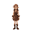 humanoid style  medieval elf,  human posture,  woman  standing, with clothes and a clear posture when walking. designed for a retro-style farm simulation game.