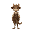 medieval   humanoid cat style  human posture  wearing hat  standing  tall  wearing clothes  with a clear walking posture. designed for a retro-style farm simulation game.