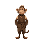 humanoid style  medieval monkey,  human posture,  man  standing, with clothes and a clear posture when walking. designed for a retro-style farm simulation game.