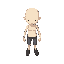 humanoid character viewed from a top-down perspective, designed in a simple, minimalistic rpg style. the character should have a larger, rounded head relative to the body, short arms, and small legs