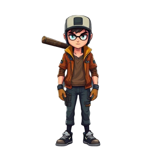 cyberpunk character with a baseball bat 