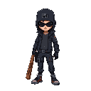 cyberpunk character with a baseball bat 