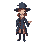 young female wizard in the style of harry potter for a videogame like pokemon with a wand in the right hand