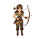 archer woman with a bow basic, with pants, villager shots, and a golden neckle