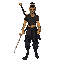 warriors with a sword basic, black pants, villager shots, and a golden bracelet
