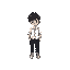character with shirt white and black pants