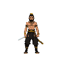 warriors with a sword basic, black pants, villager shots, and a golden bracelet