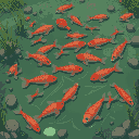 many dead fish in a pond