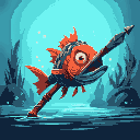 stabbing fish with spear