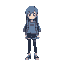  teenage girl with long blue hair