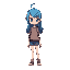 teenage girl with blue hair