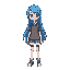 teenage girl with long blue hair