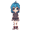 teenage girl with blue hair