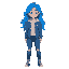teenager girl with blue hair