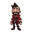 personagem masculino com colan vermelho com capuz