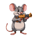 fat mouse whit a cheese gun